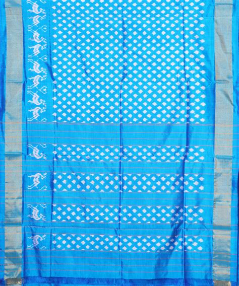 Azure blue color handloom rajkot silk saree – TGSCO Handlooms