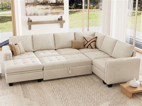 Amazon.com: Belffin Modular Sectional Sleeper Sofa with Pull Out Bed U ...
