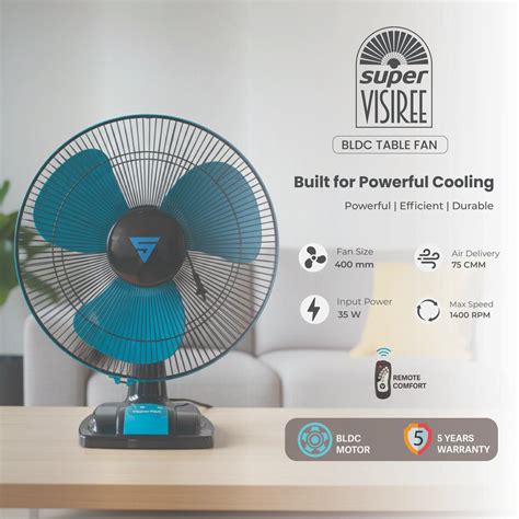 Super Visiree BLDC Table Fan with Remote | 5-Year Warranty | Superfan