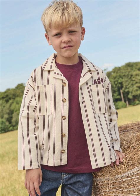 Angel & Rocket Boys Striped Brown Shirts