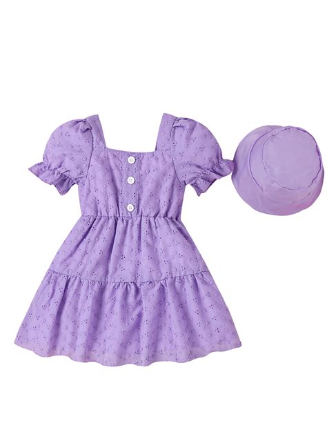 Wassery Toddler Kids Girls Summer Casual Dress Purple Short Sleeve A ...