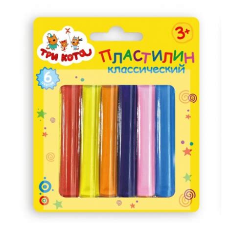 MultiArt. Пластилин Три Кота 6 цв., на блистере, арт.MCB-6-TC