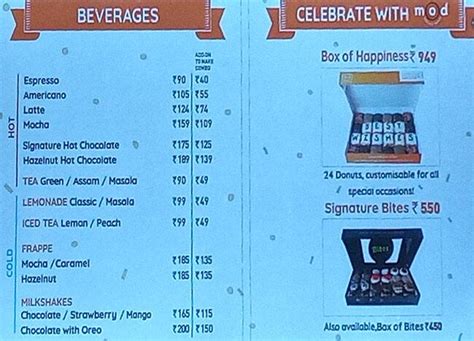 Menu at Mad Over Donuts, Mumbai, Unit F - 87