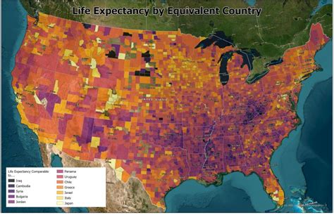 Image result for Life Expectancy by County Map
