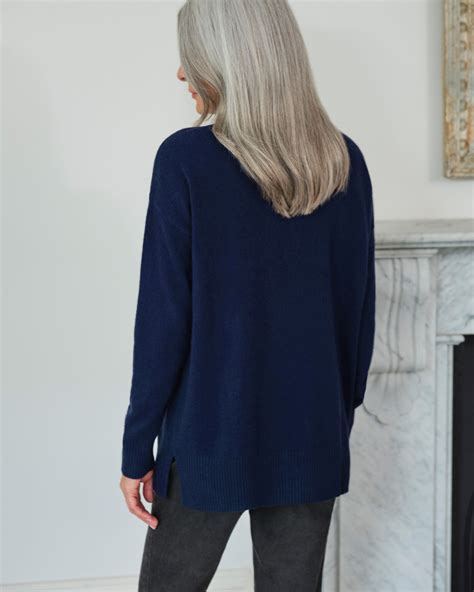 Navy | Luxurious Cashmere Boat Neck Sweater | WoolOvers US
