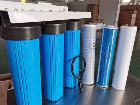 Big Blue Three-Housing Filtration System, 1" NPT #20 High Capacity Water Filter Housing, Holds ...