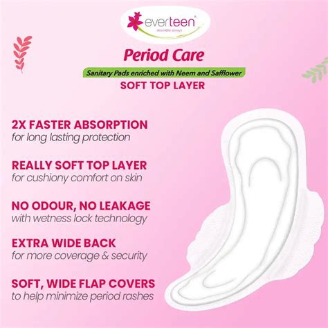 everteen Period Care XL Soft 40 Sanitary Pads with Neem and Safflower