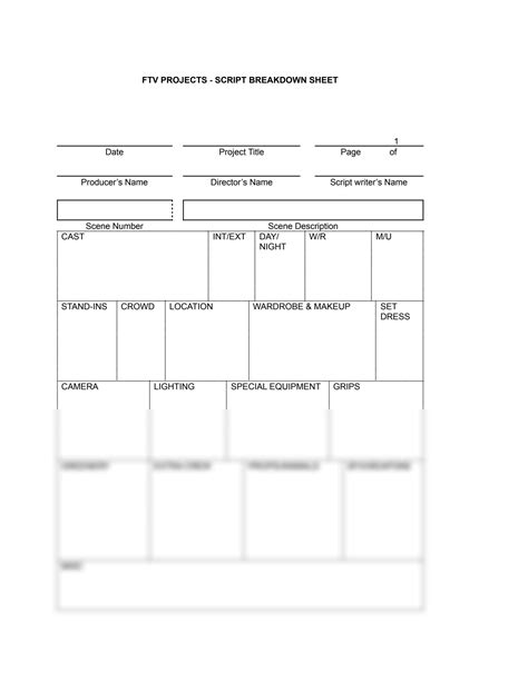 Image result for Script Breakdown Sheet