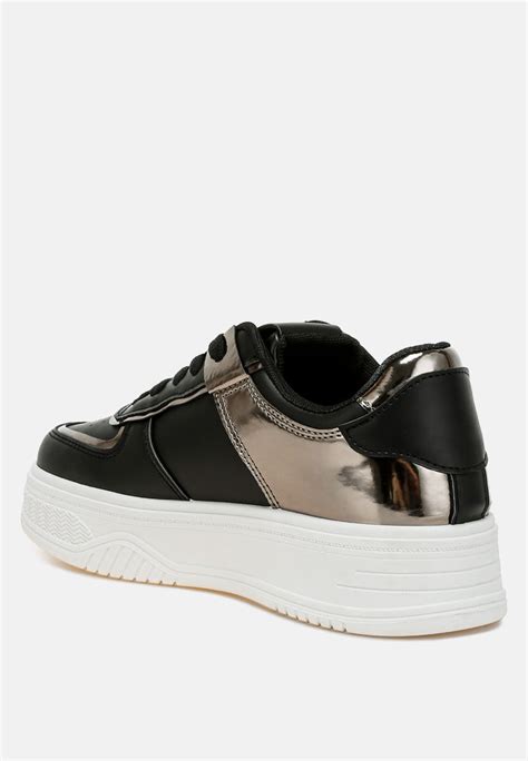 London Rag | Metallic Paneling Platform Sneakers – London Rag India