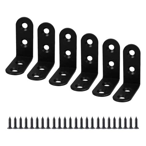 uxcell 6pcs Angle Bracket Metal 40x40mm Black Corner Brace Fastener L ...