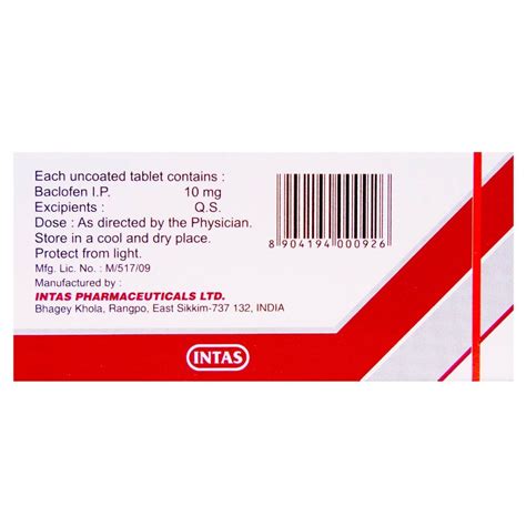Baclof-10 Tablet 10's Price, Uses, Side Effects, Composition - Apollo ...