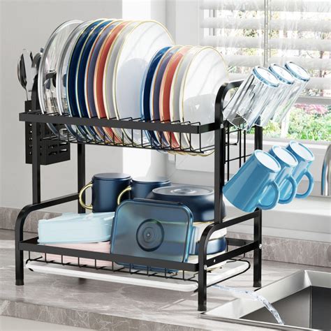 Buy iSPECLE 2 Tier Dish Drainer Rack - Rustproof Dish Drying Rack with ...