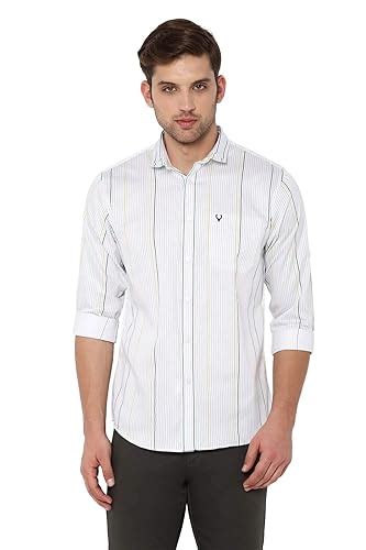 Allen Solly Men's Striped Slim fit Casual Shirt (ASSFWSPF490070_White ...