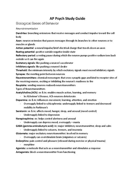 AP Psych Comprehensive Vocabulary Study Guide - AP Psych Study Guide ...