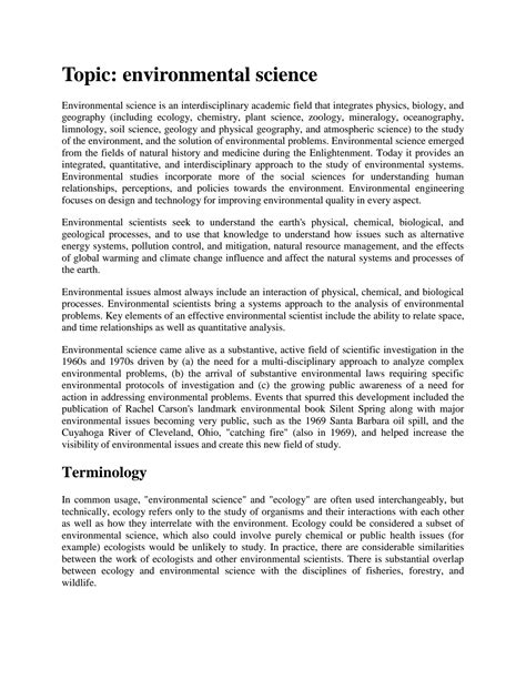 Environmental Science What Is