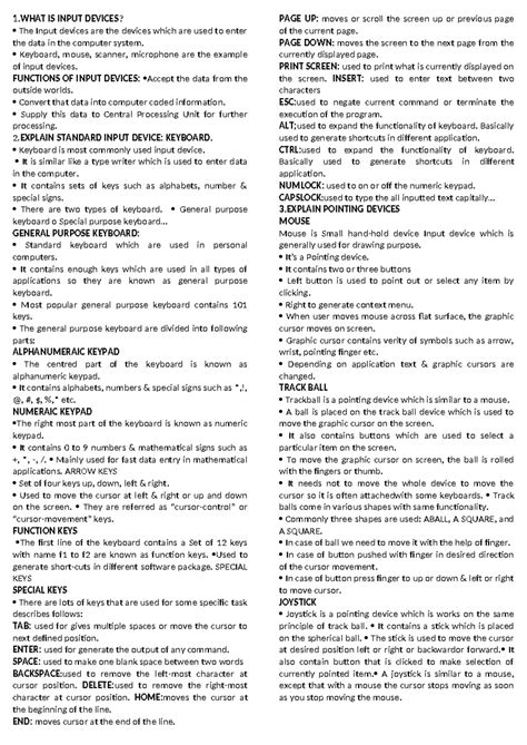 Micros CFSS - Input Devices Overview and Functions - Studocu