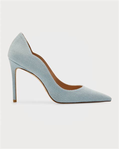 Stuart Weitzman Stuart Denim Scallop Pumps | Neiman Marcus