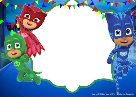 9+ FREE PJ Masks Birthday Invitation Templates – UPDATED | Mask ...