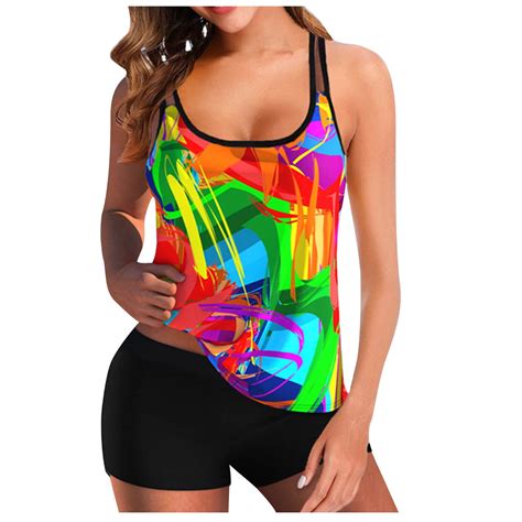Tankini Swimsuit for Women Slimming Tummy Control Two Piece Bathing ...