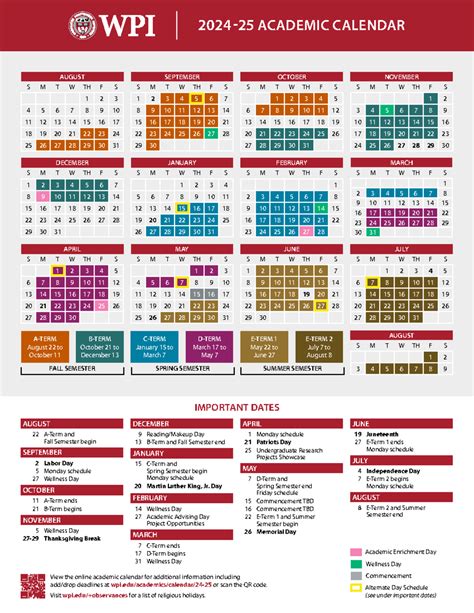 WPI Academic Calendar Important Dates for 2024-25 - Studocu
