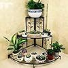 Kundi Floor Mount 3 Tier Plant Stand Floral Corner Shelf Metal Flower ...