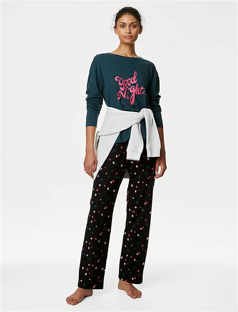 Buy Pure Cotton Good Night Slogan Pyjama Set at Marks & Spencer