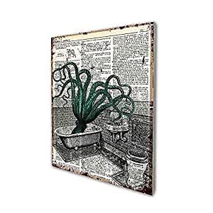 Funny Octopus Bathroom Wall Art, Octopus Rustic Farmhouse Retro Vintage ...