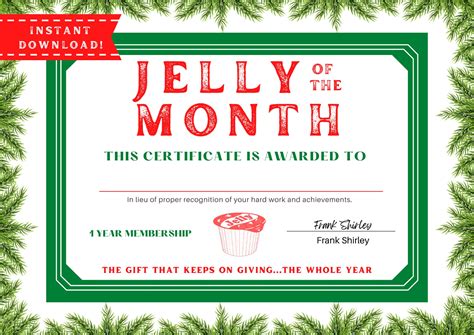 Jelly of the Month Club PRINTABLE - Clark Griswold Certificate - Jelly ...