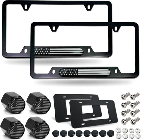 Buy BGMVFK American Flag License Plate Frames 2 Pack USA Black Flag Car ...