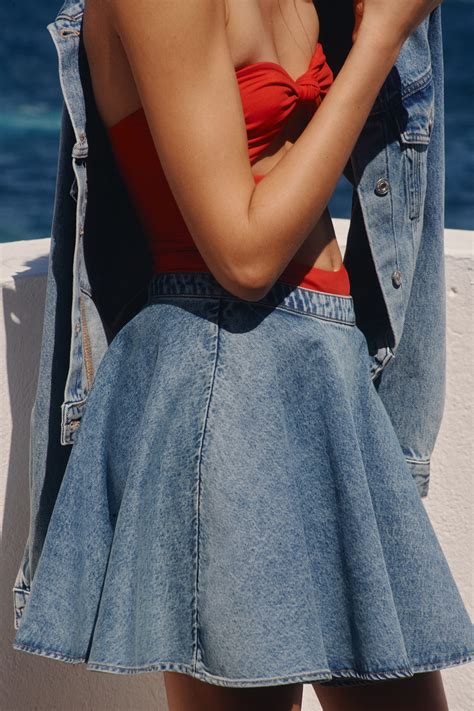 Women's Denim blue Circle-cut denim skirt | H&M IN