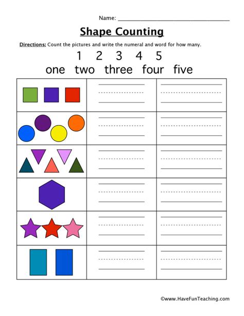 Counting Shapes Worksheet 的图像结果