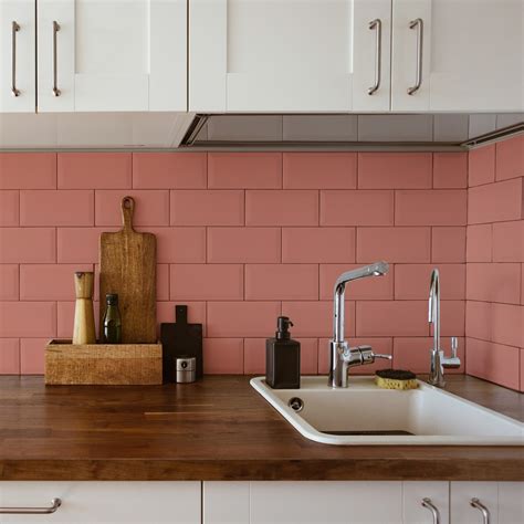 Salmon Kitchen Tile Paint - Satin Red Finish