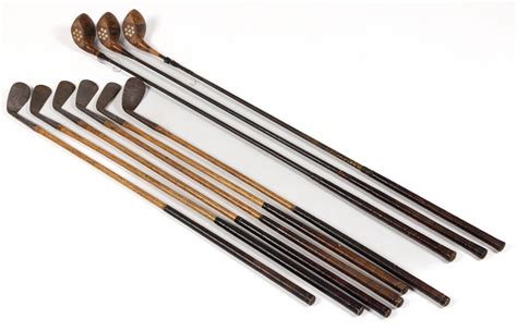 Antique / Vintage Golf Clubs, Lot Of Nine Auction