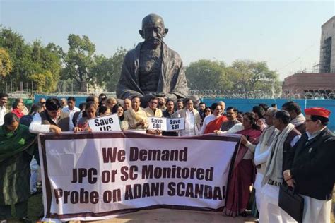 Opposition protests outside Parliament, demands JPC probe in Adani row