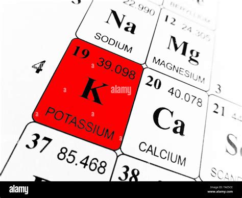 Potassium on the periodic table of the elements Stock Photo - Alamy