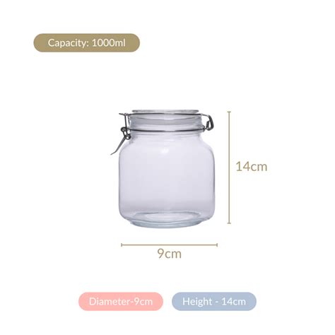 Airtight Glass Jars With Clip Lids Set Of 4 1000ml Online - Premium Jar ...