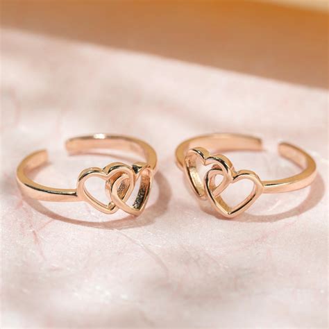 Silver Rose Double Heart Toe Ring - 925 Silver | Silversheen