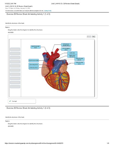 Unit 3, HW10 Ex 30 Review Sheet (heart) - Unit 3, HW10: Ex 30 Review Sheet (heart) Due: 11:59pm ...