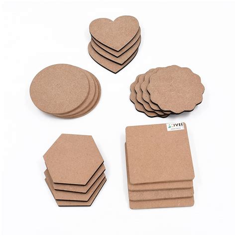 IVEI MDF Board DIY Coasters - MDF Plain Wooden Coasters in Mixed Shapes ...