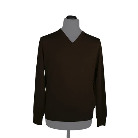 Silk cashmere V-neck sweater for men, brown - Di Franco Moda Italiana