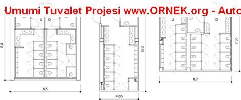 Umumi Tuvalet Projesi dwg projesi - Autocad Projeler