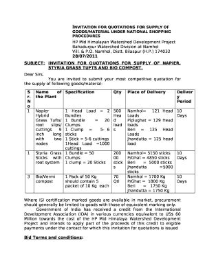 GOODS/MATERIAL UNDER NATIONAL SHOPPING PROCEDURES Doc Template | pdfFiller