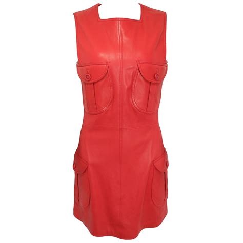 Iconic 90s Gianni Versace Red Leather Dress For Sale at 1stDibs ...