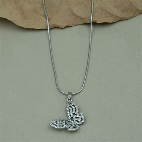 Artklim Silver Plated Butterfly Pendant Necklace