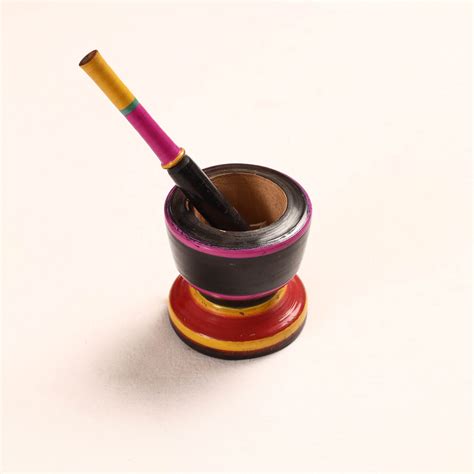 Handmade Lacquered Wooden Mortar & Pestle Set - Big