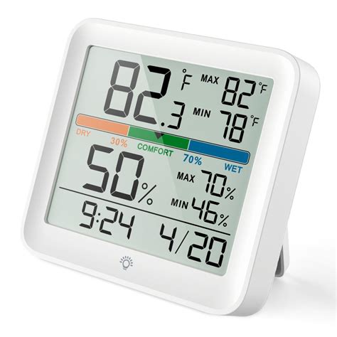 Indoor Temperature Humidity Monitor Meter Clock Mini LCD Digital ...