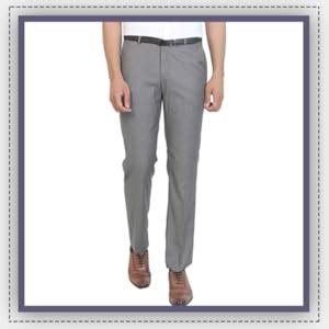 Buy Zee Gold Men's Grey Regular Straight Relaxed Fit Formal Trousers ...