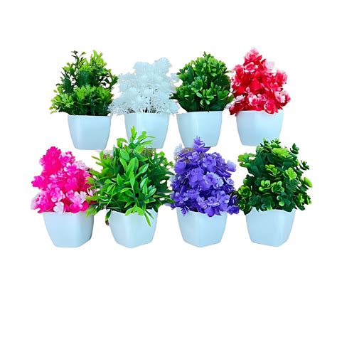 Buy 8 Set Artificial Potted Plant | Miniature | Small Flux Plant for ...