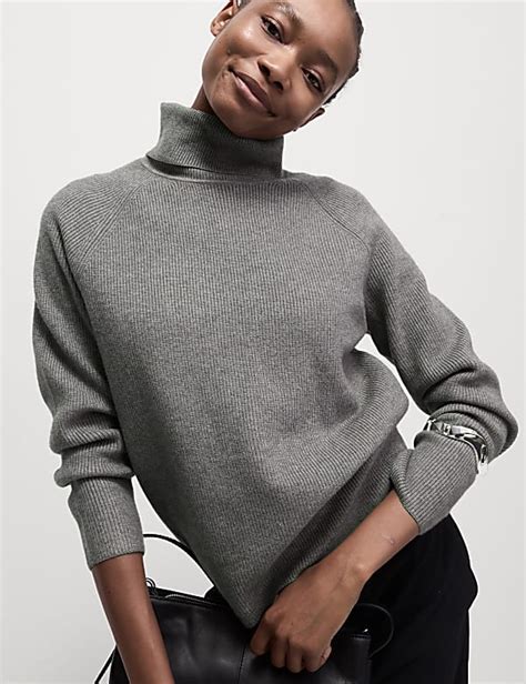 Buy Ribbed Roll Neck Jumper at Marks & Spencer