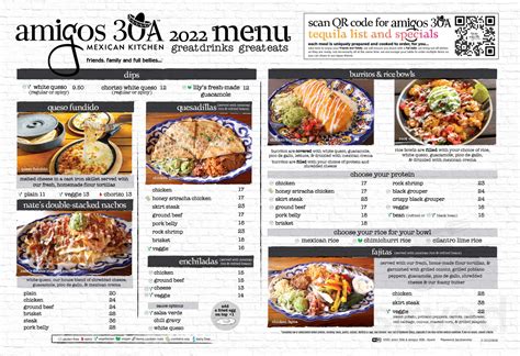 amigos 30A Mexican Kitchen menu in Rosemary Beach, Florida, USA